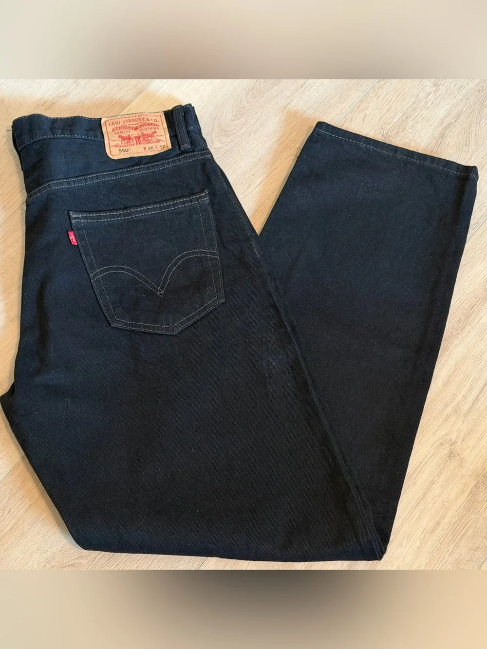 Levi's Men's Straight Leg Relaxed Black Jeans 36”x32”